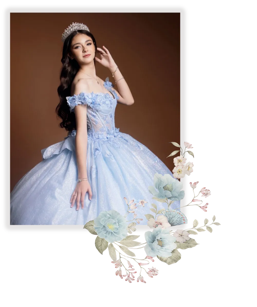 Retrato de Sofía con vestido celeste y tiara